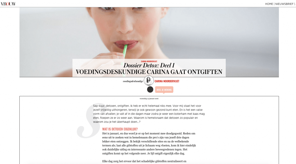 Vrouw telegraaf review detoxkuur