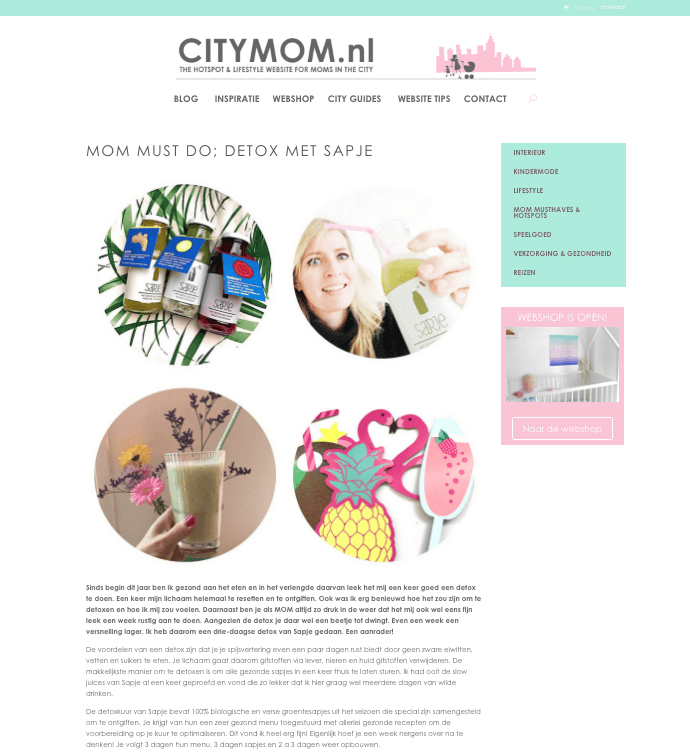 Citymom detox met sapje