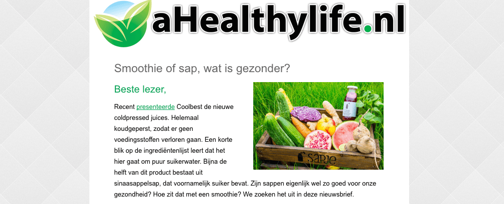 a healthy life nieuwsbrief