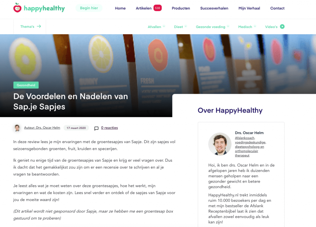 happy healthy sapje review