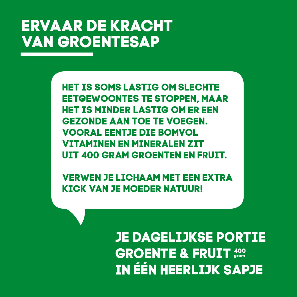 ervaar de kracht van groentesap