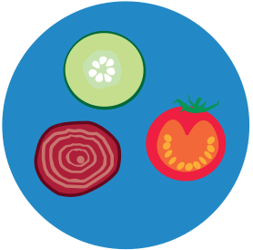 icon: Choose raw fruits and vegetables.