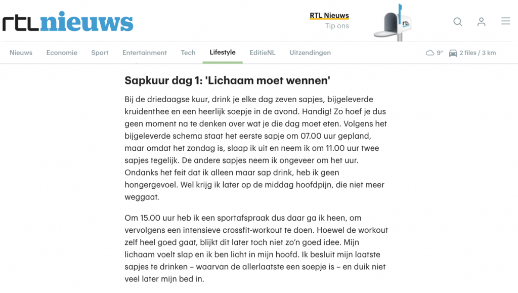 rtl nieuws sapkuur ervaring