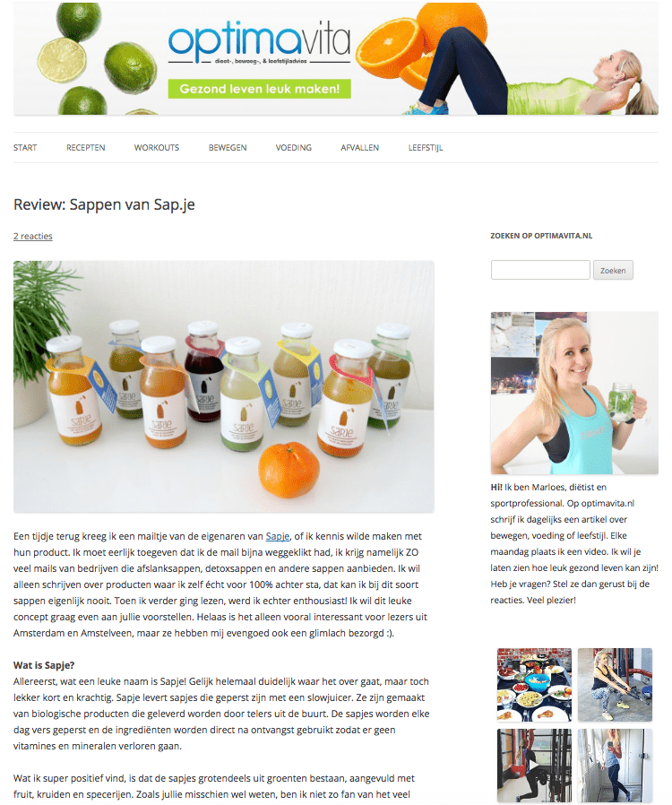 Optima vita review sapje